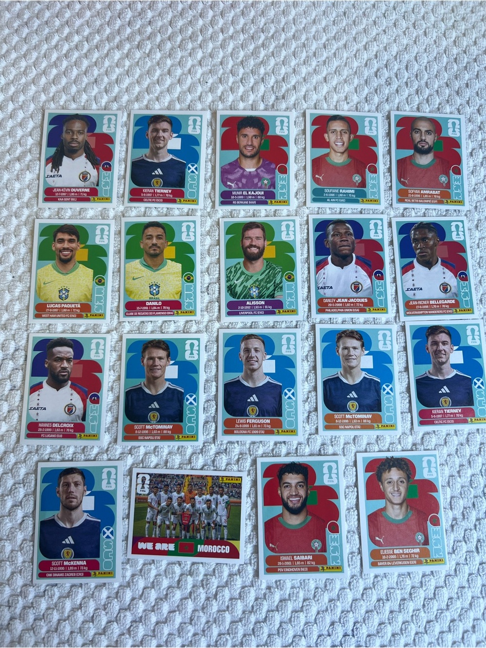 Lot of 19 Panini World Cup Player Sticker